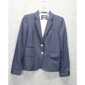 J Crew Blazer Womens Sz 0 Schoolboy Navy Two Button Classic Preppy Wool Blend